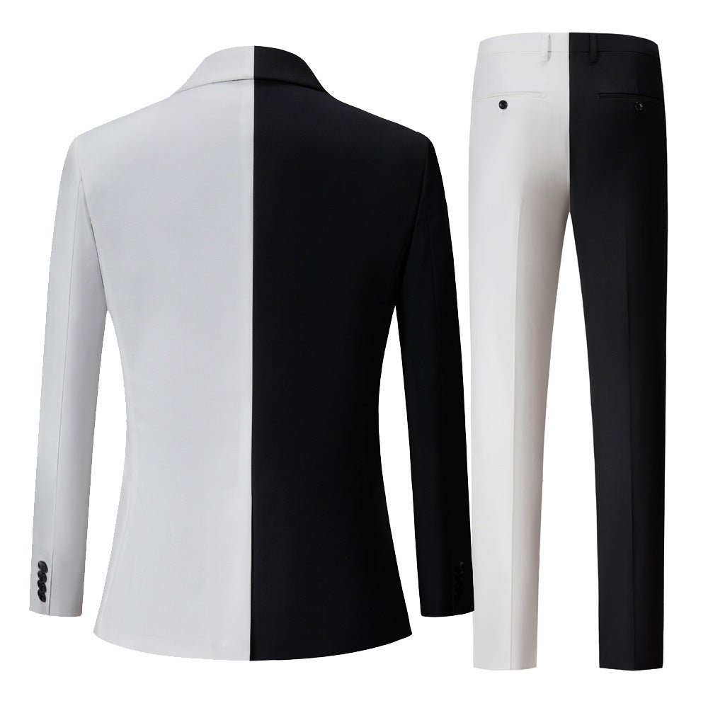 Men's Suit Two Piece Matching Suit Black And White Color