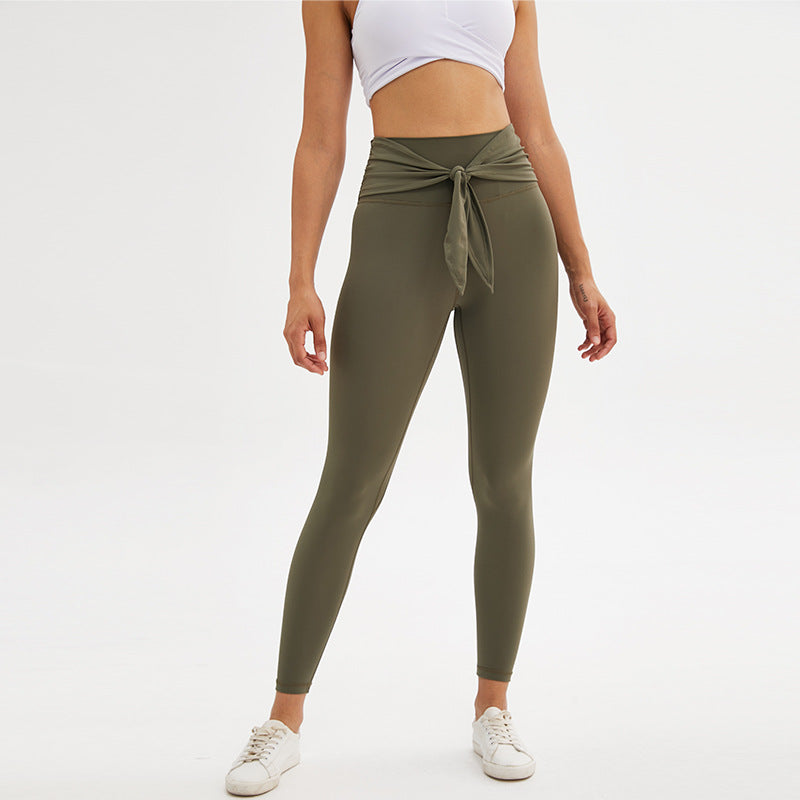 Pantalon de yoga legging Neuf-point avec bretelles