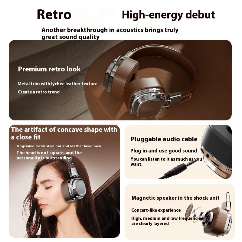 5.3 Bluetooth sans fil rétro, casque dynamique bass Boost monté sur la tête