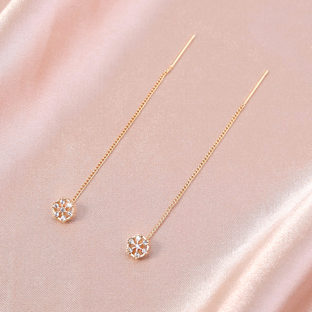 Polygonal Cutout Copper Zircon Pendant Ear Wire