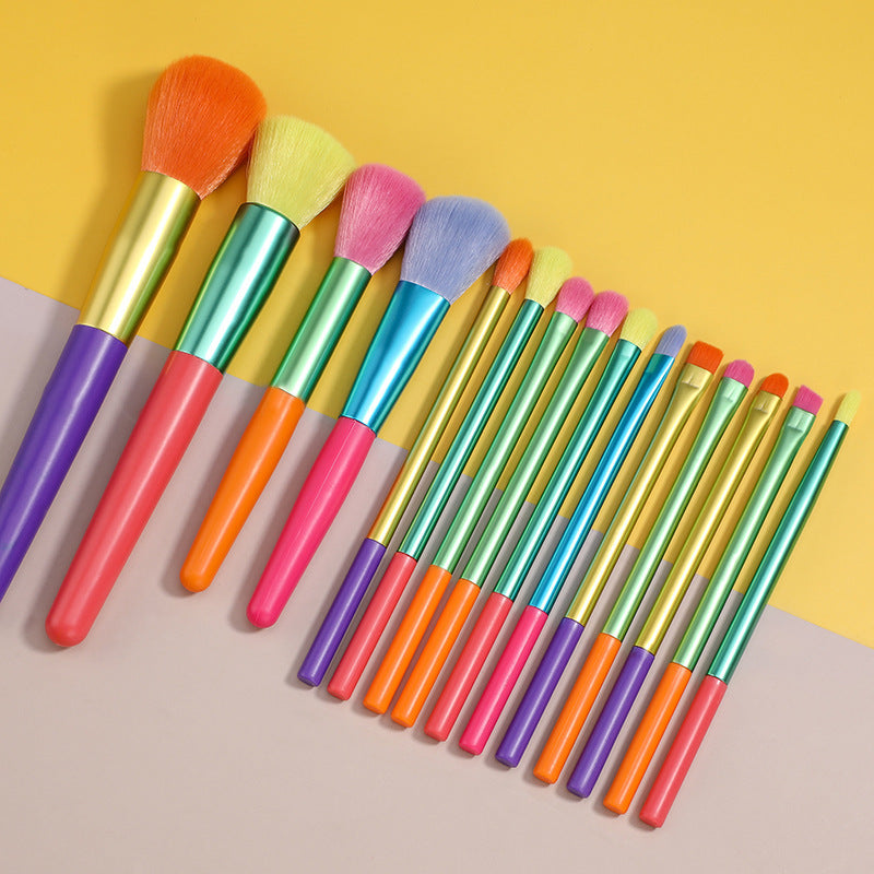 Makeup Brush Set 15pcs Multicolor Colorful Makeup Brushes