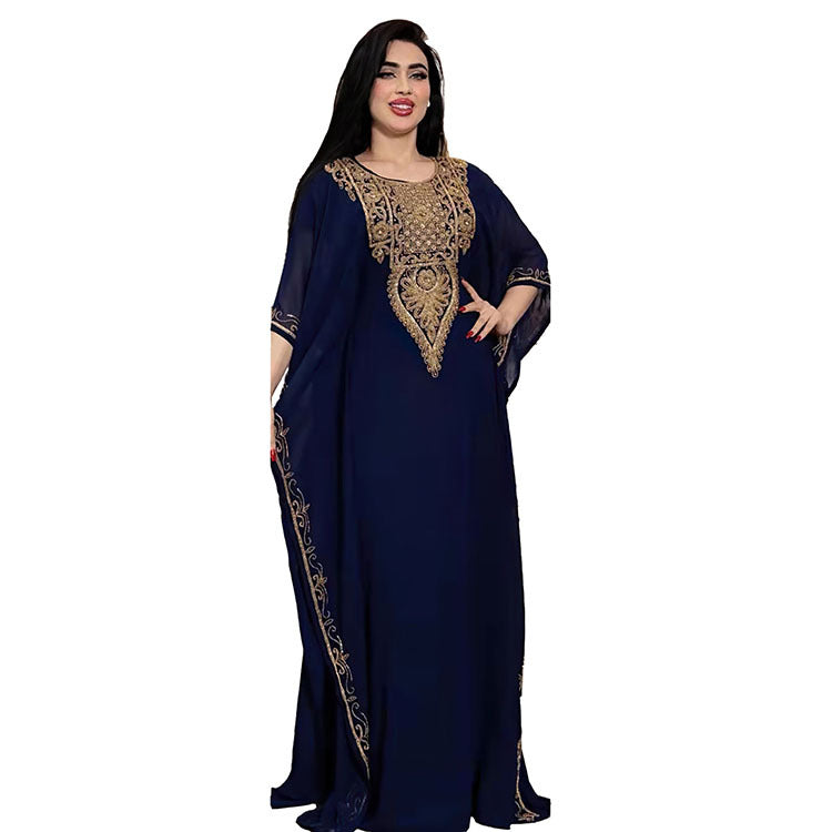 Women's Dress Embroidered Lace Muslim Dress