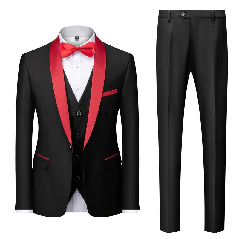 Men's Suit Set, Green Fruit Collar, Stage Costume, Host Show Dress, Groom, Best Three-Piece Suit