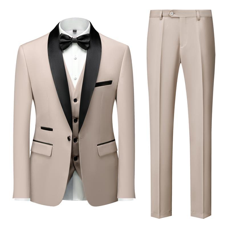 Men's Suit Set, Green Fruit Collar, Stage Costume, Host Show Dress, Groom, Best Three-Piece Suit