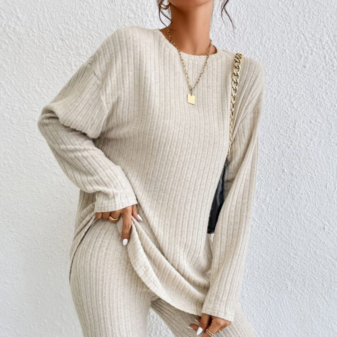 Autumn and winter high waist long sleeve set