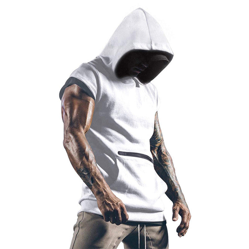 Summer Men's Sleeveless Hooded Sports Fitness Outdoor Vest