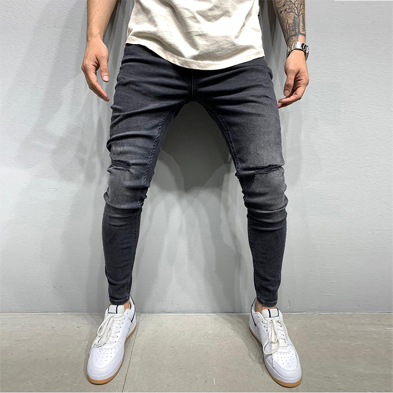 Casual Shredded Slim Zip Pencil Pants