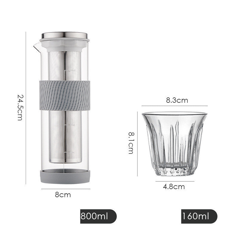 Ice Drip Coffee Pot Silicone Base Coffee Cold Extraction Pot For Kitchen Bar Cold Brew Coffee Maker Juice Tea Filter Glass Pot