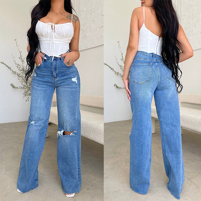 Fashion Holes Frayed Casual Pants