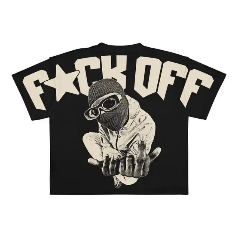 T-shirt Unisexe Hip Hop Fuck Off Noir