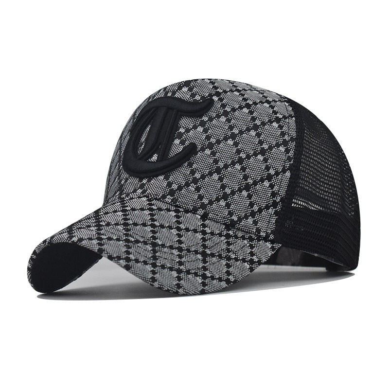 Casquette de baseball à carreaux avec lettre C pour hommes et femmes