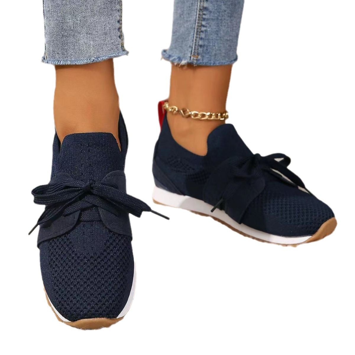 Women's Comfortable Woven Mesh Lace-up Casual Shoes