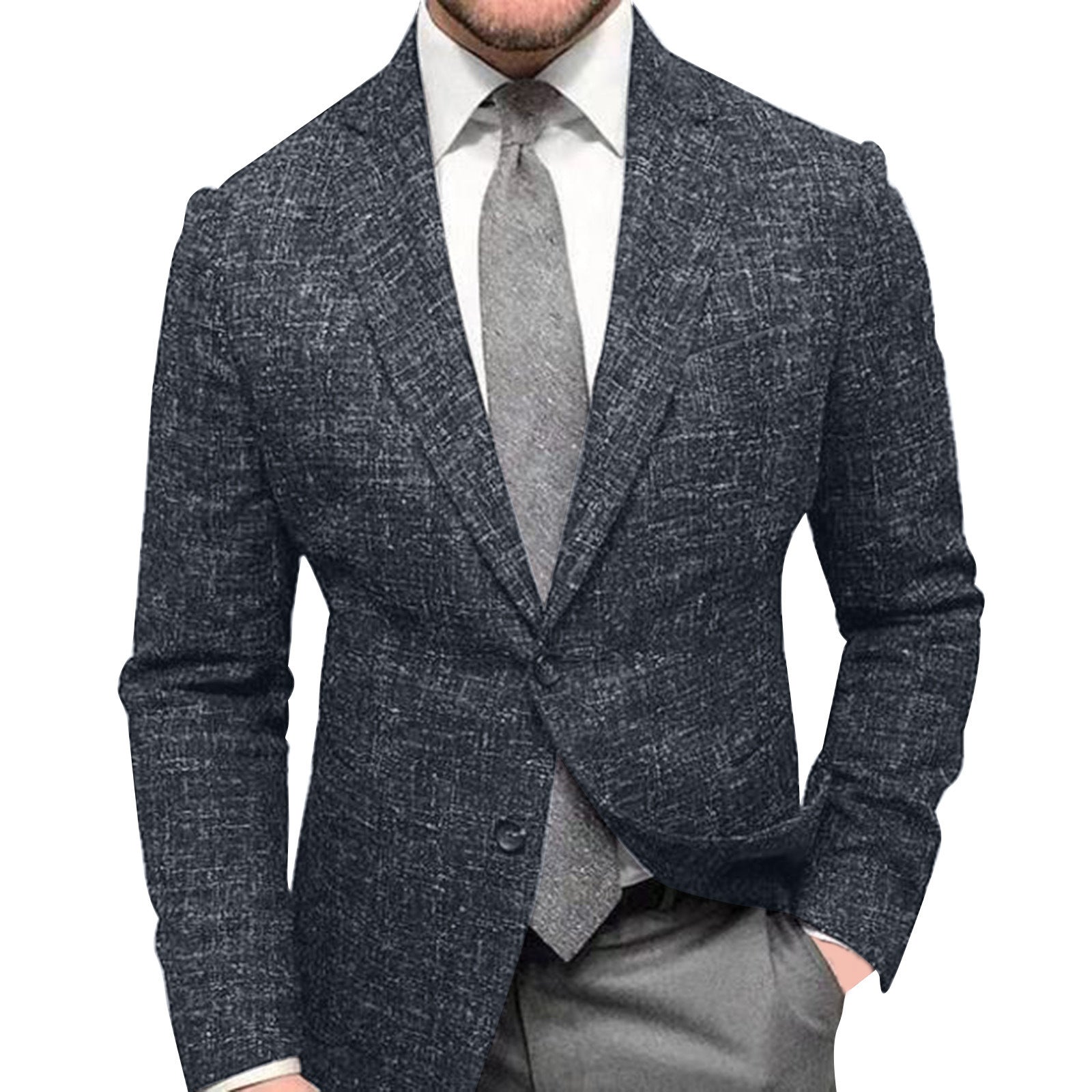 Men's Plaid Suit, Long Sleeve Coat, Business Suit