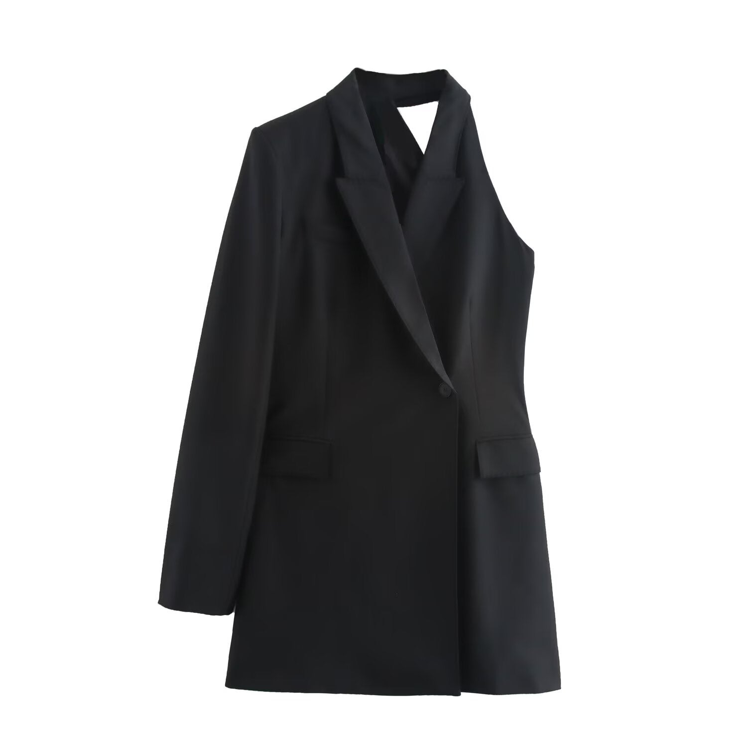 ASYMMETRICAL DRESS LONG SLEEVES SINGLE BUTTON