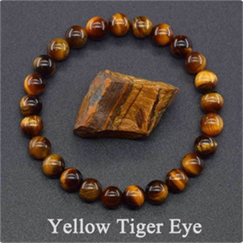 Natural Stone Elastic String Beaded Bracelet Jewelry Stone Tiger Eye Beaded Yoga Bracelets For Men Women