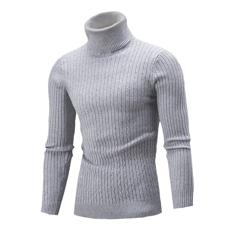 Pull gris à manches longues pour hommes, décontracté