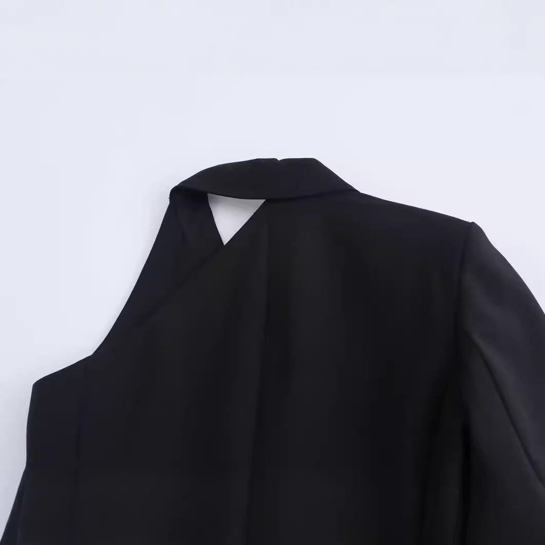 ASYMMETRICAL DRESS LONG SLEEVES SINGLE BUTTON