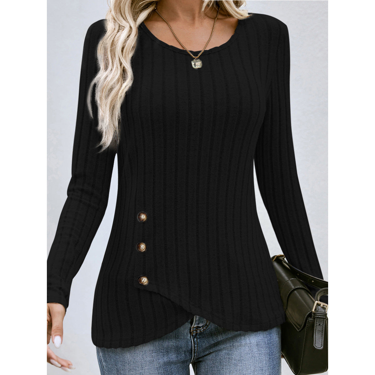 Women's Button Round Neck Sweater