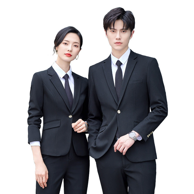 suit for work, office meeting, same suit for men and women