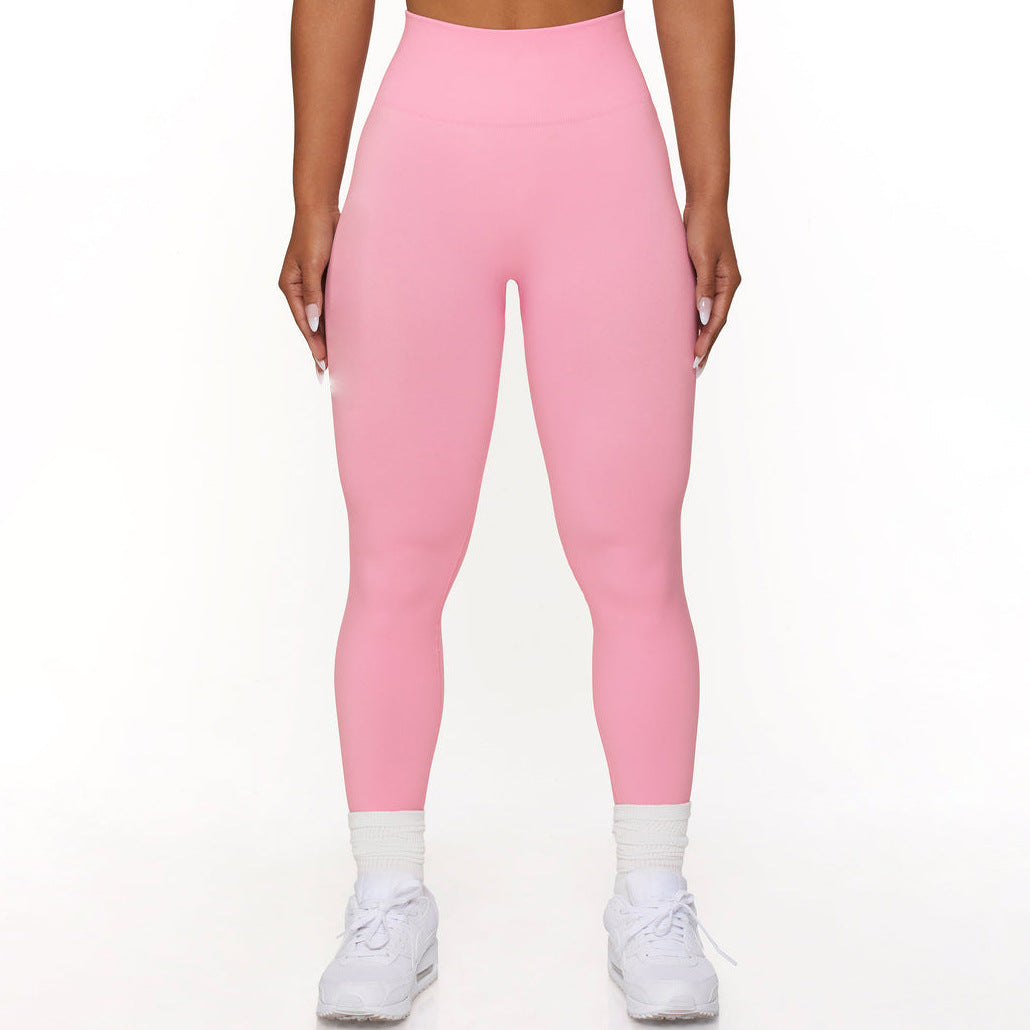 Pantalon de yoga de sous-vêtements de soutien-gorge de sport à haute élasticité tricoté de couleur unie sans couture