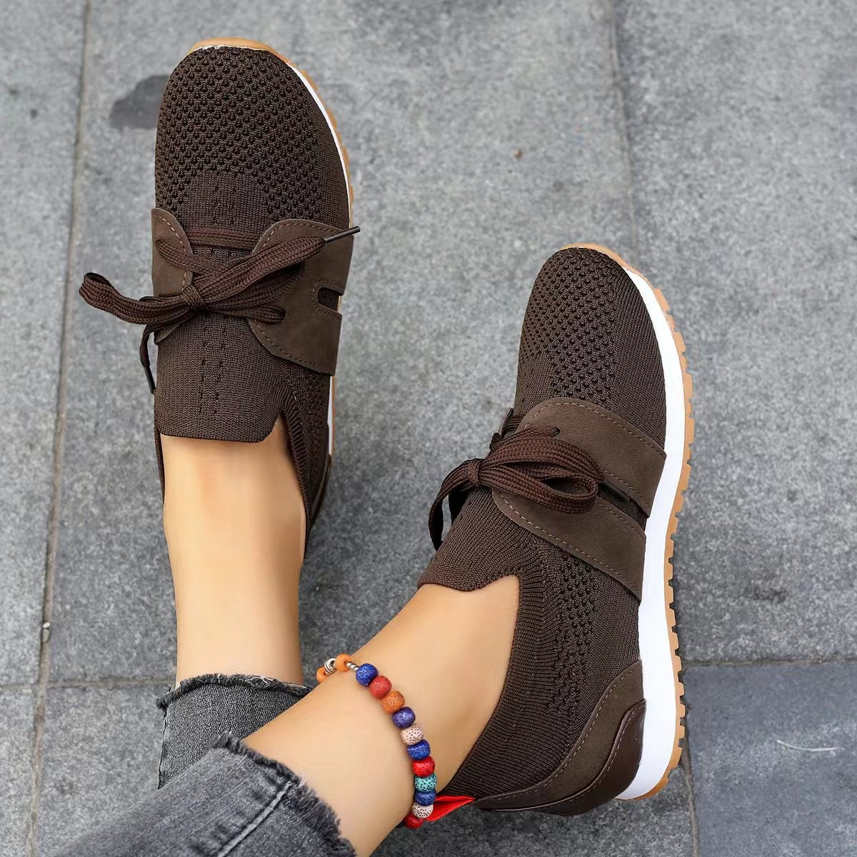 Women's Comfortable Woven Mesh Lace-up Casual Shoes