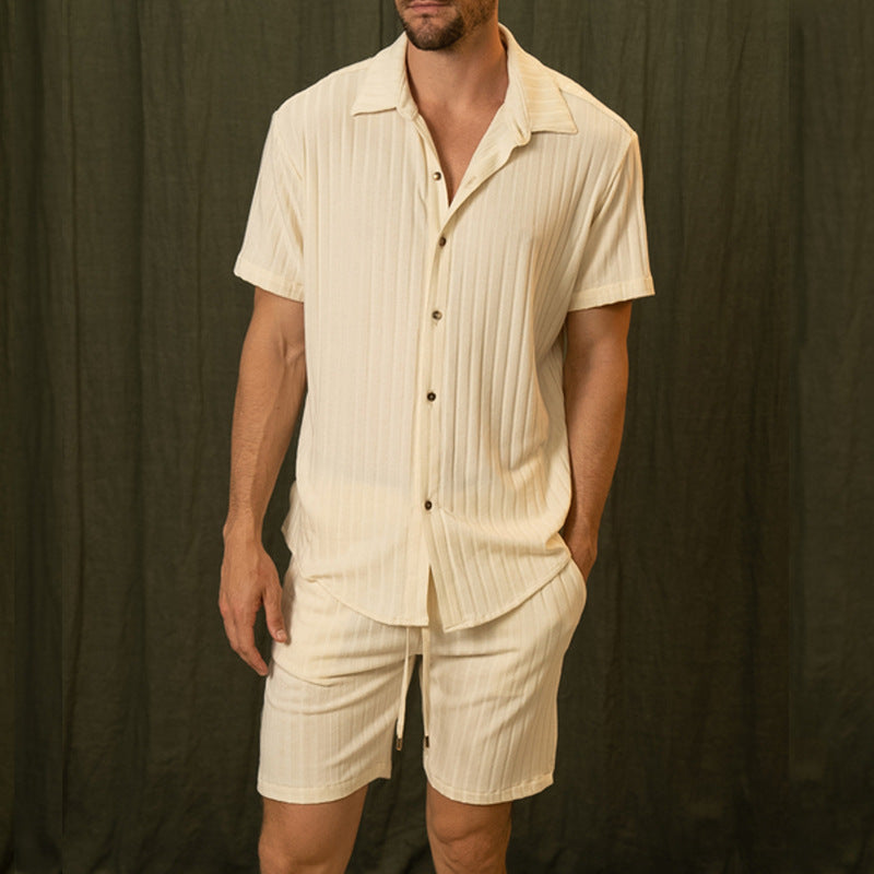 Short Sleeve Shirt and Shorts Two Piece Set Men's Suit