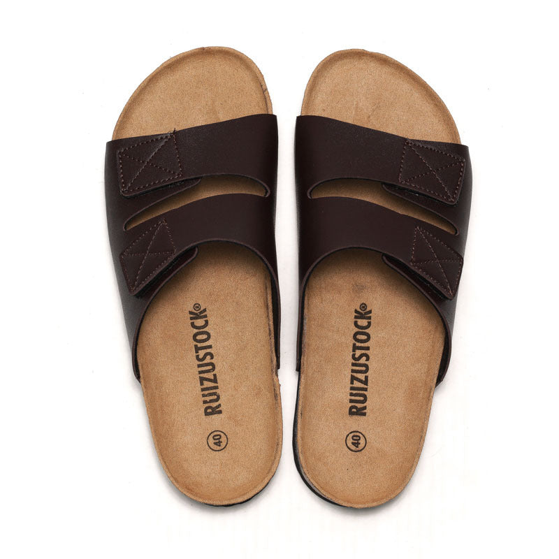 Men's Cork Slippers Velcro Slippers