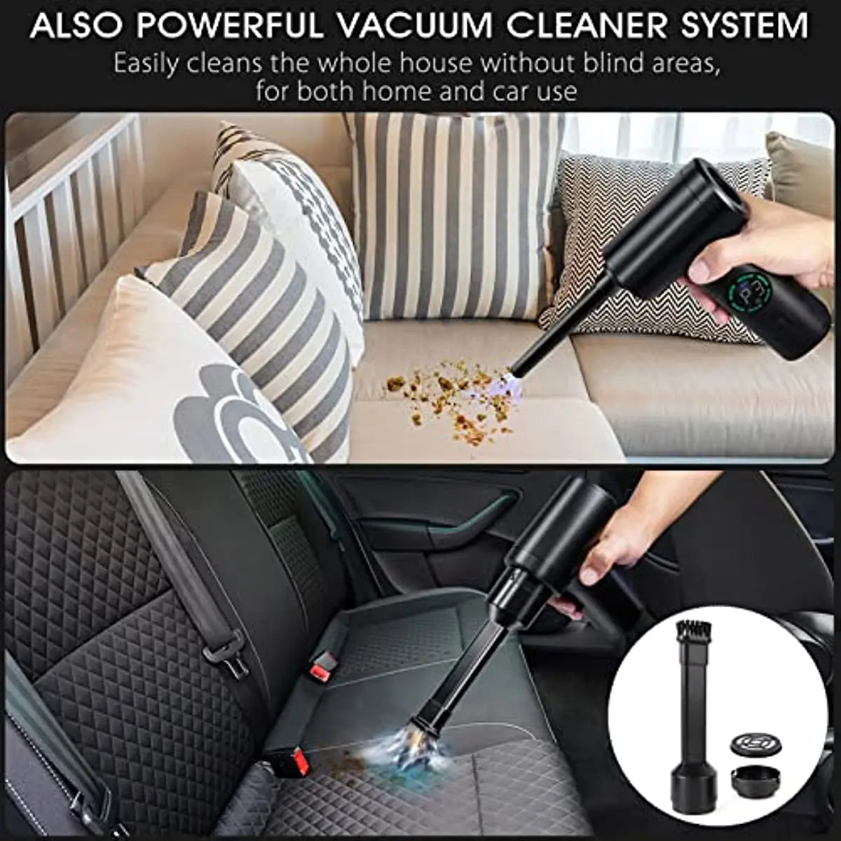 7500mAh Portable Compressed Air Duster 2 in 1 Air Blower & Vacuum 
Cleaner Cordless Duster Blower for Keyboard Computer Cleaning