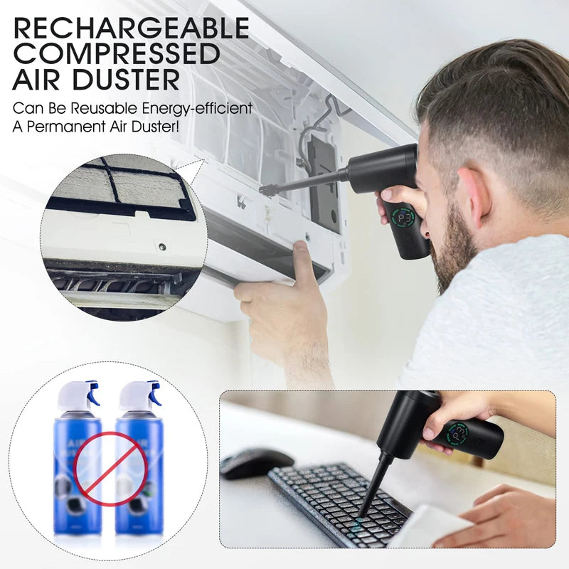 7500mAh Portable Compressed Air Duster 2 in 1 Air Blower & Vacuum 
Cleaner Cordless Duster Blower for Keyboard Computer Cleaning