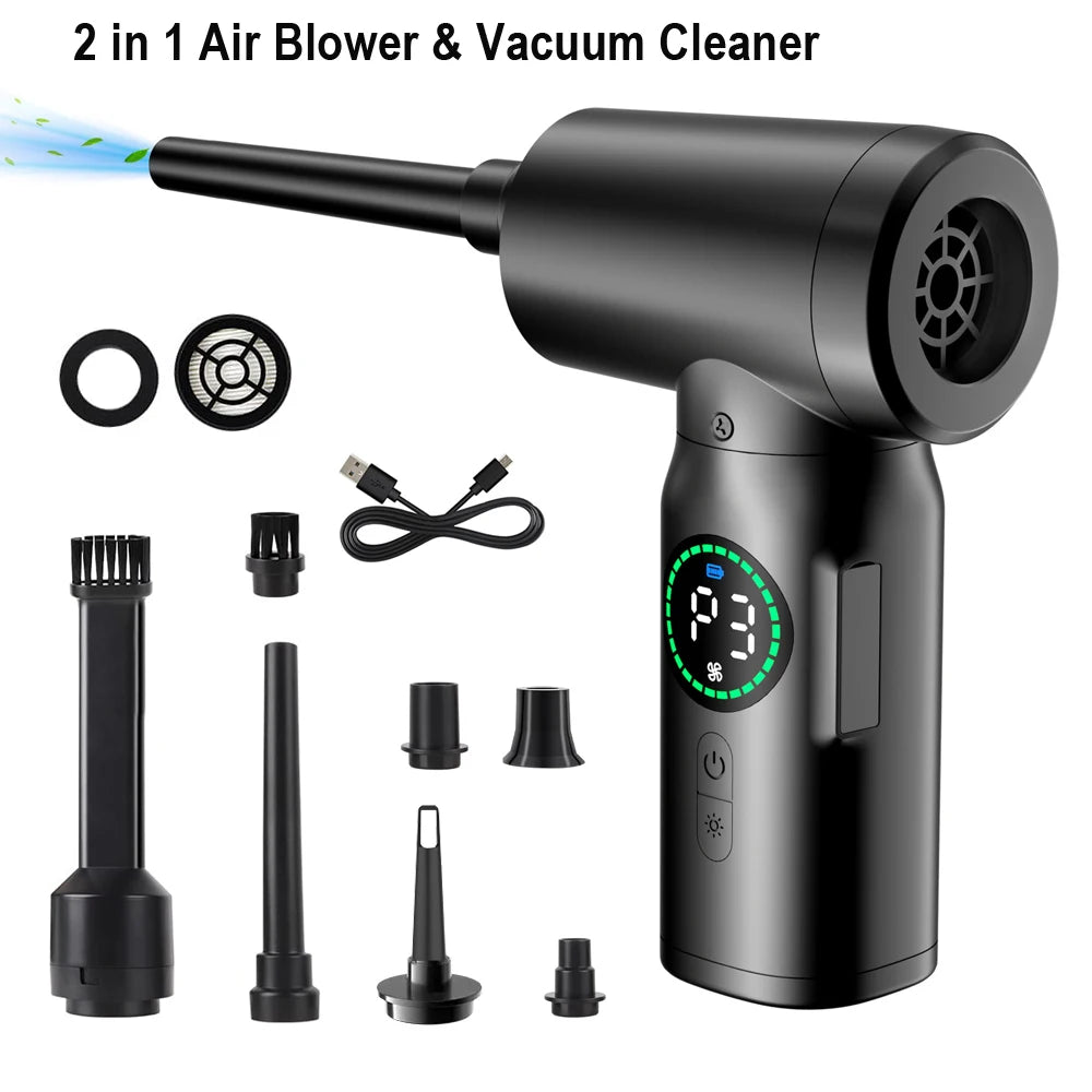 7500mAh Portable Compressed Air Duster 2 in 1 Air Blower & Vacuum 
Cleaner Cordless Duster Blower for Keyboard Computer Cleaning