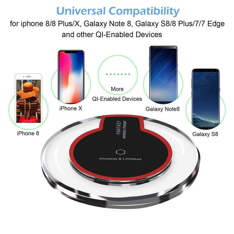 New Wireless Charging Dock Charger Crystal Round Charging Pad With Receiver For Apple For Sanxing