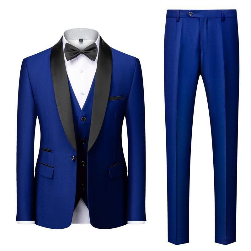 Men's Suit Set, Green Fruit Collar, Stage Costume, Host Show Dress, Groom, Best Three-Piece Suit