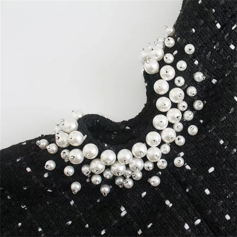 DECORATIVE WOOL PEARL STRAP DRESSES