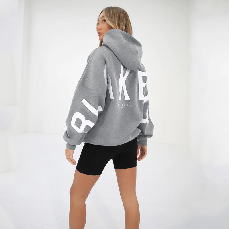 light Gray - Long Sleeve Loose Hooded Sweater