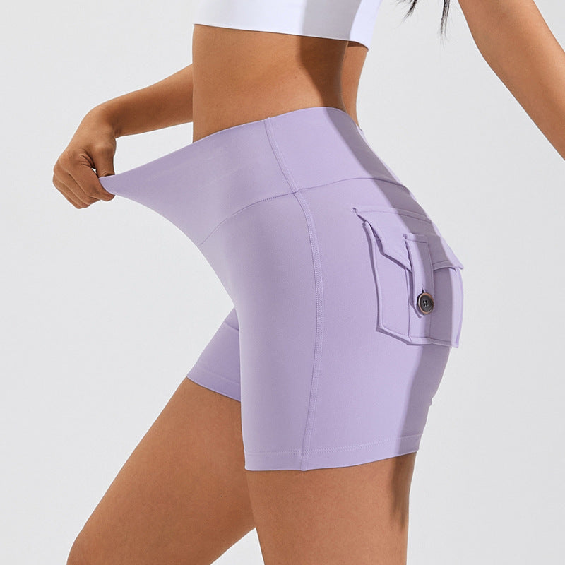 Short taille haute avec poches pour le yoga, le fitness, le sport, séchage rapide, vêtements d'été