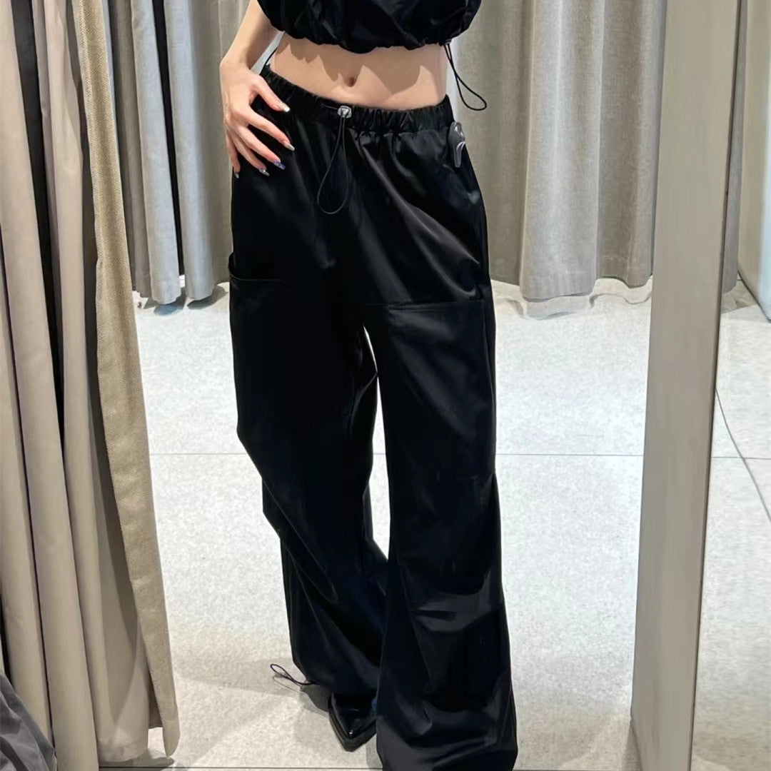 Women's Fashionable Silk Satin Casual Wide-leg Pants