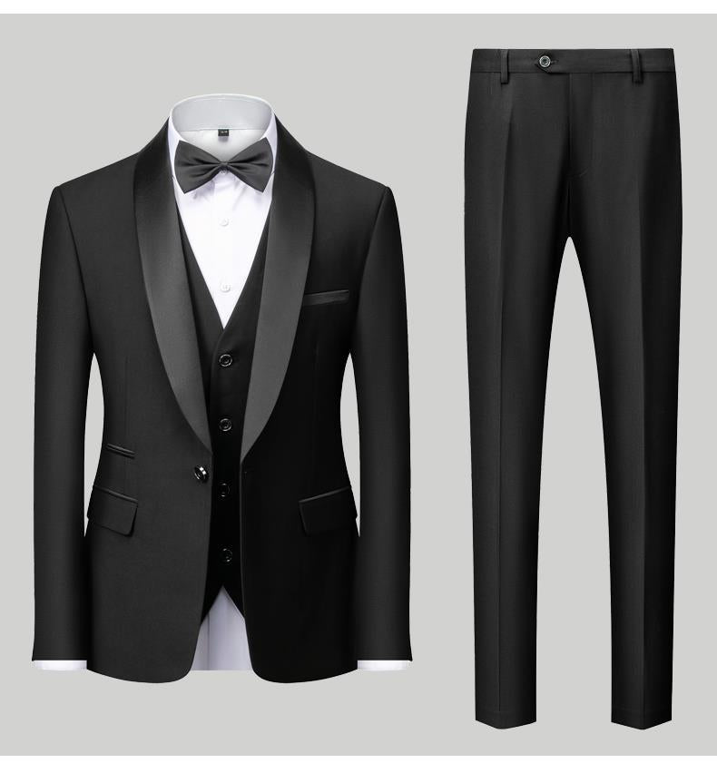 Men's Suit Set, Green Fruit Collar, Stage Costume, Host Show Dress, Groom, Best Three-Piece Suit