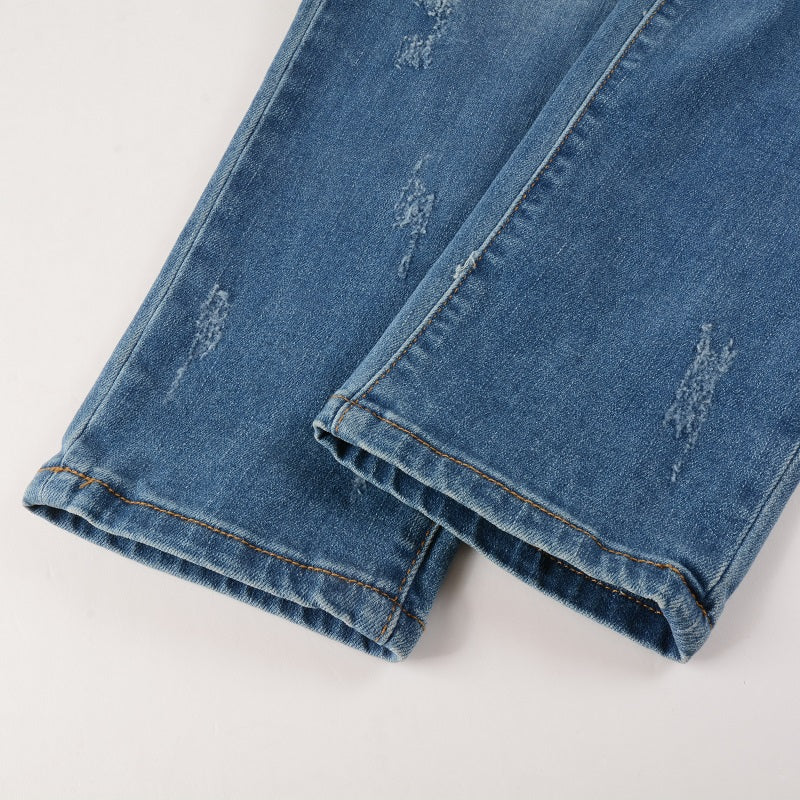 Men's Trendy Brand Frayed Denim Patch