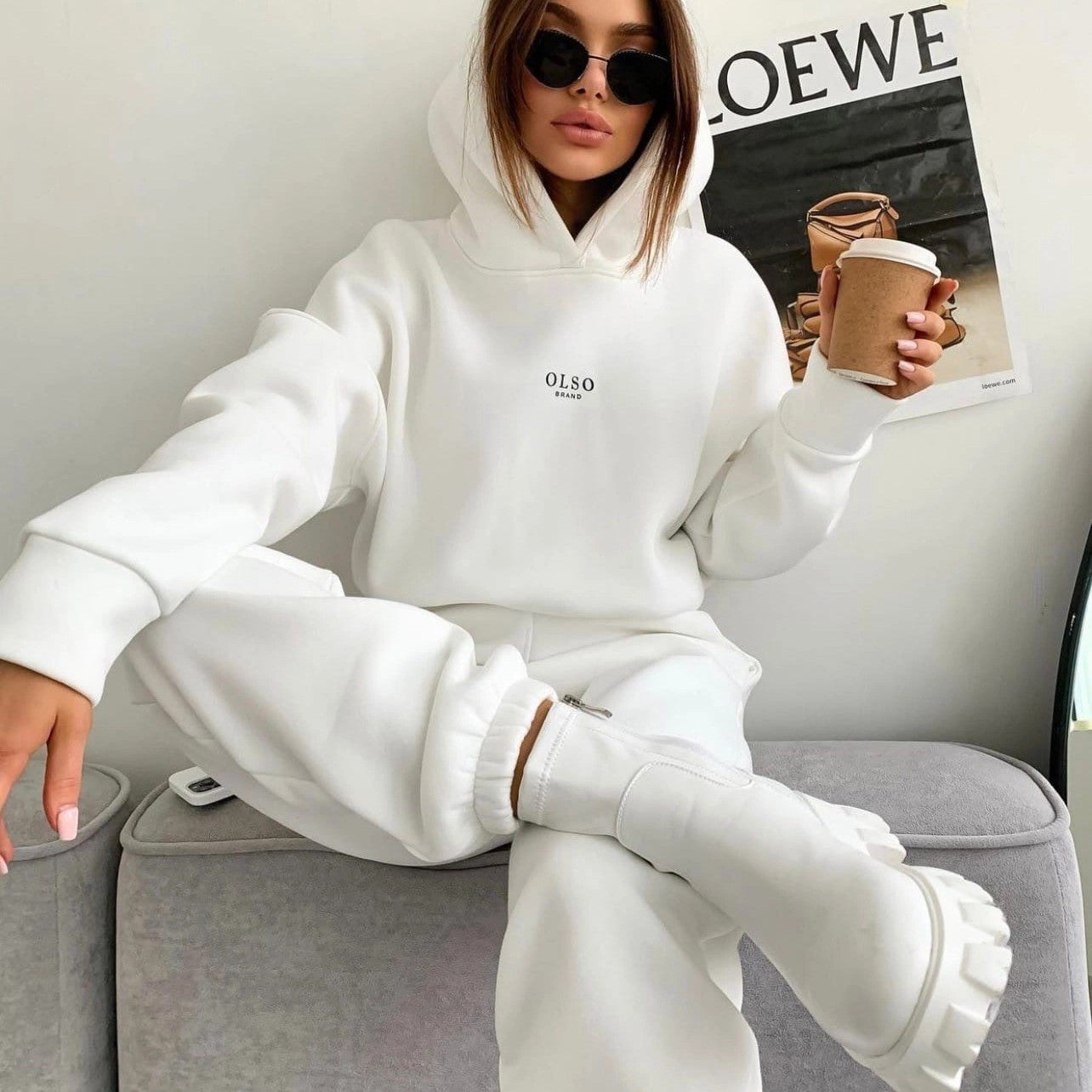 Women's Knitted Fleece Casual Suit