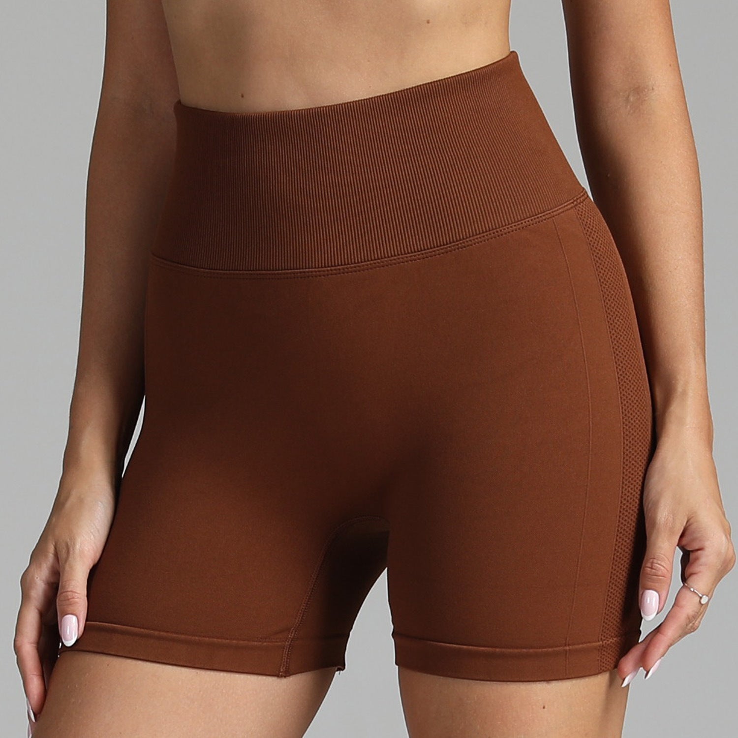 Shorts de yoga sans couture pour femmes, couleur unie, taille haute, pantalon de fitness,