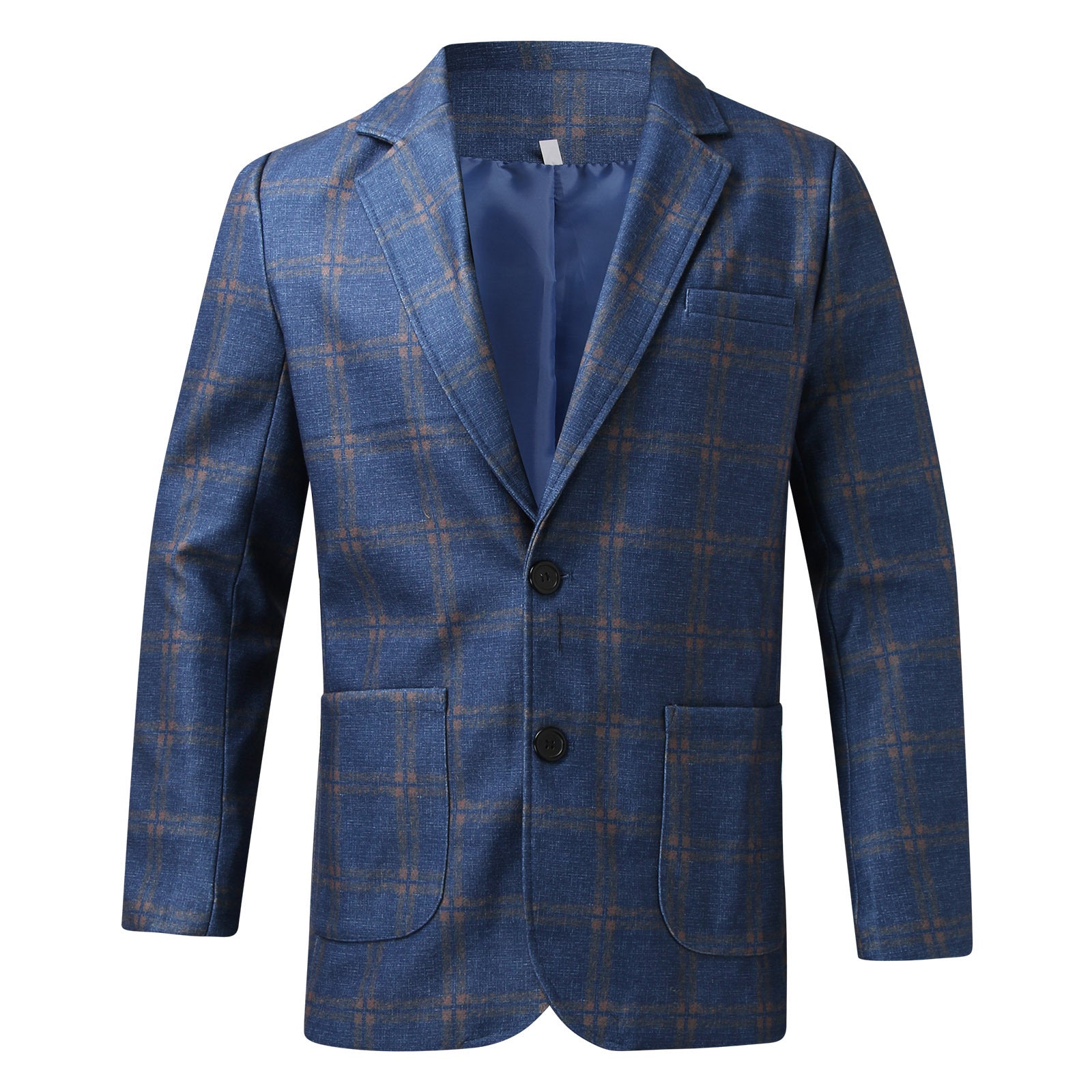 Men's Plaid Suit, Long Sleeve Coat, Business Suit