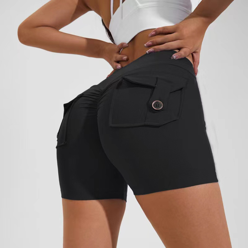 Short taille haute avec poches pour le yoga, le fitness, le sport, séchage rapide, vêtements d'été