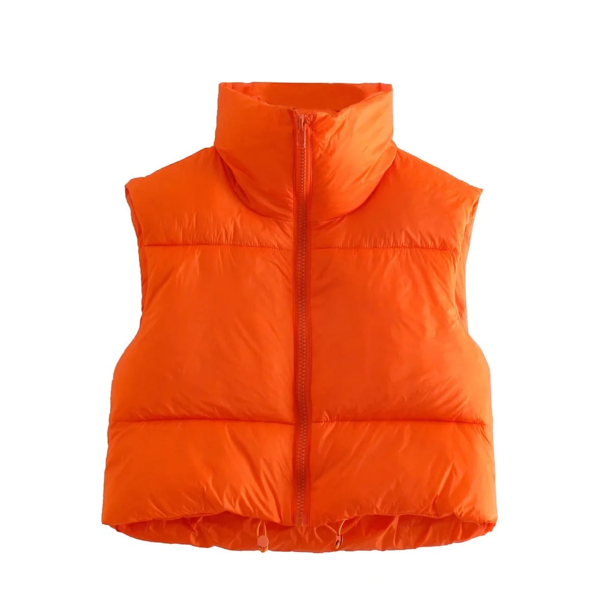 Cotton Vest With Zipper And Stand-up Collar Vest