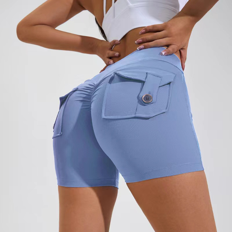 Short taille haute avec poches pour le yoga, le fitness, le sport, séchage rapide, vêtements d'été