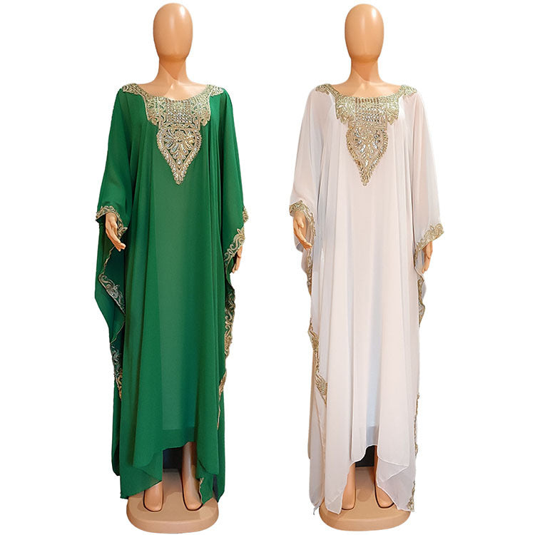 Women's Dress Embroidered Lace Muslim Dress