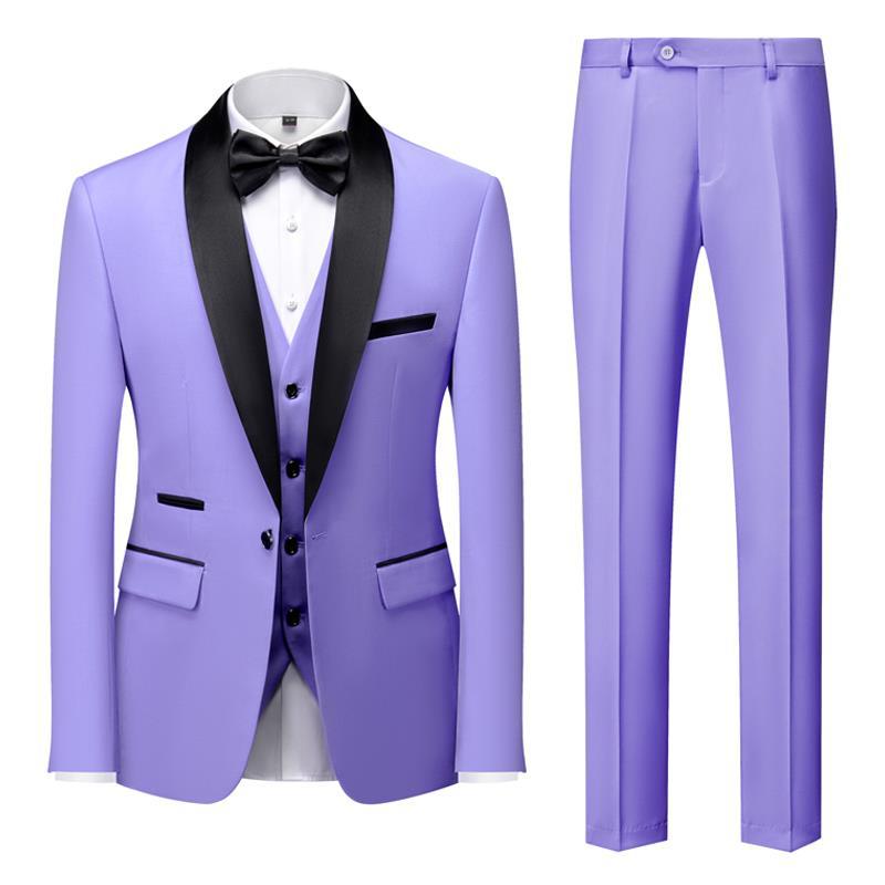 Men's Suit Set, Green Fruit Collar, Stage Costume, Host Show Dress, Groom, Best Three-Piece Suit