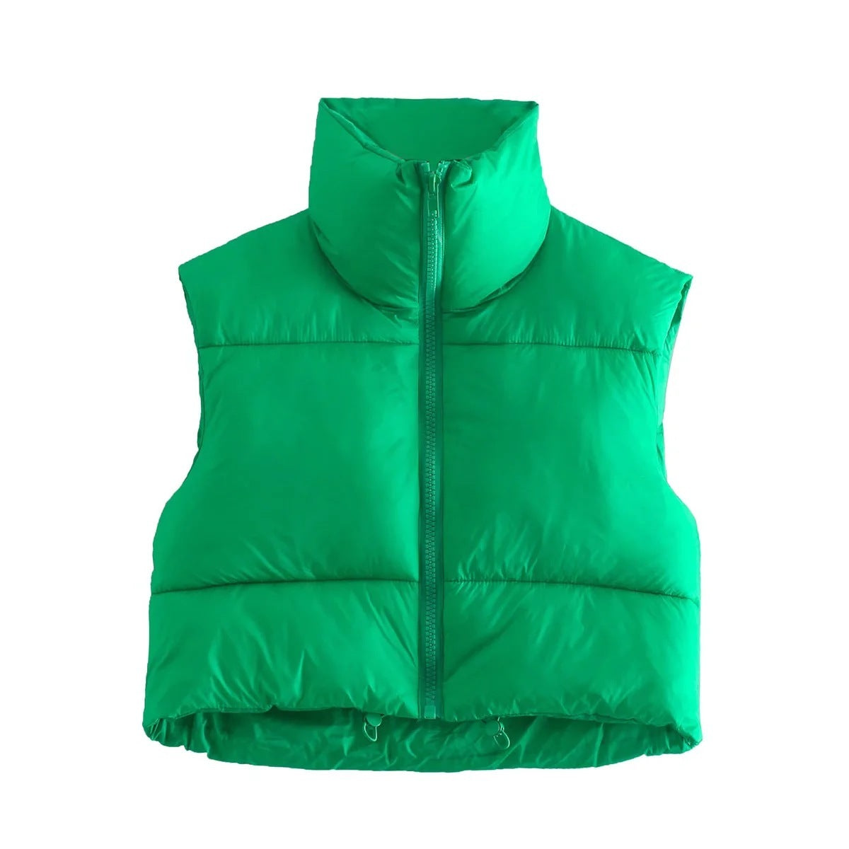 Cotton Vest With Zipper And Stand-up Collar Vest