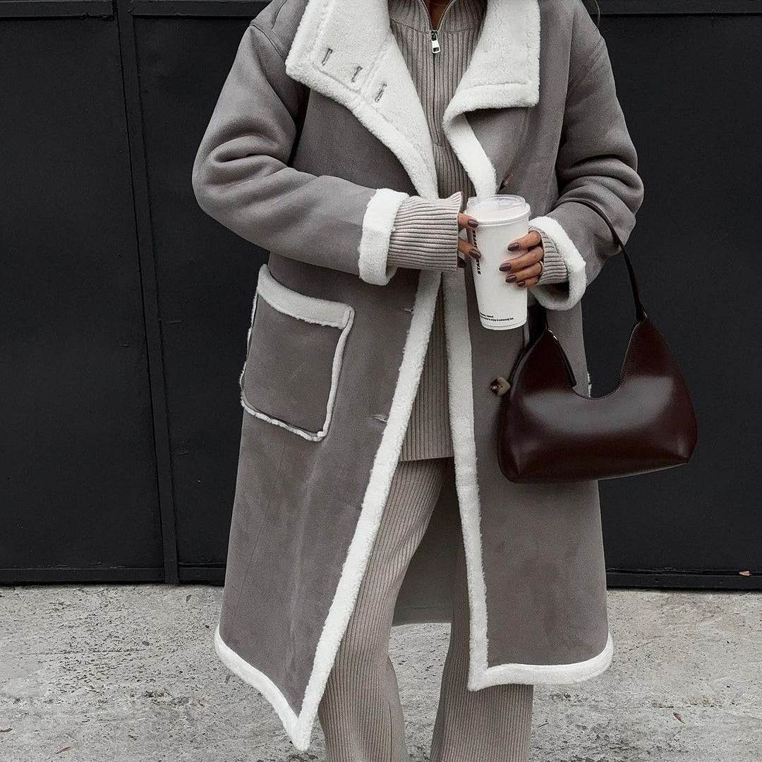 manteau assorti gris et blanc