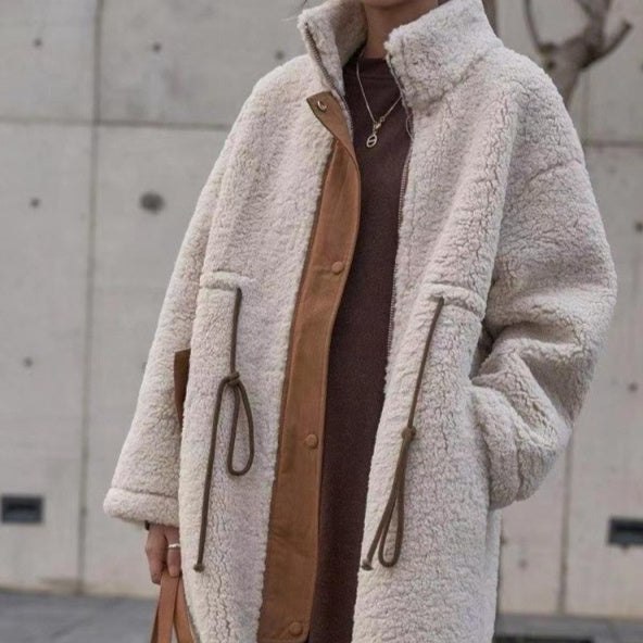 Manteau en laine épais coton mi-long