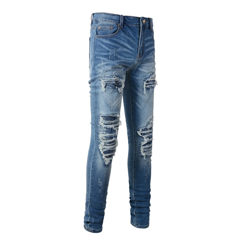 Men's Trendy Brand Frayed Denim Patch